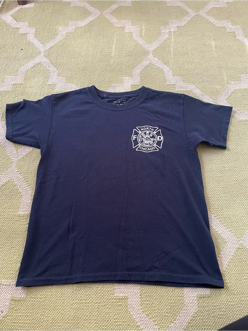 Navy Graphic Tee with Fire Dept Crest